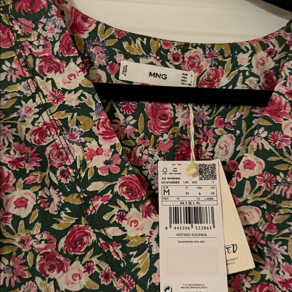 NWT mango floral 100 % cotton dress sz M Medium - Picture 4 of 4
